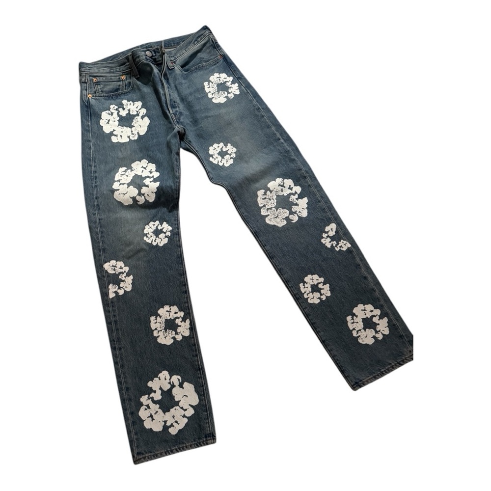 Denim Tears Light Wash Cotton wreath Denim Jeans 33x32 NWT